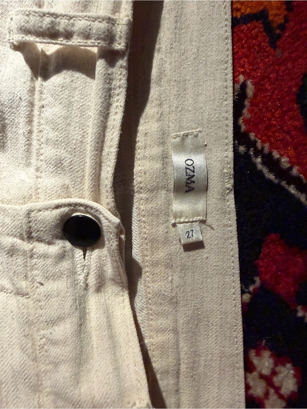 OZMA Off-White High-Waist Cotton Pants - Picture 3 of 10